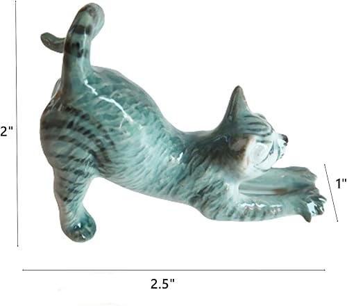 Miniatura 4 de CoziNest Figura de gato de cerámica, poste de estiramiento de gatito de porcelana, adorable gatito para mascotas, coleccionable, en miniatura,