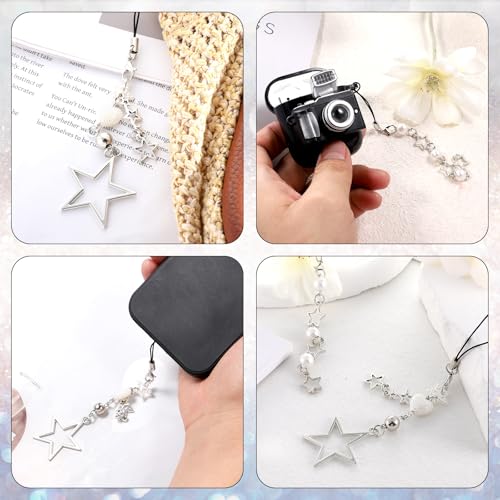 Psyqtsuary 2 Stück Niedliche Handy Charms, süße Handy Anhänger, ästhetische Y2K Charms, Anhängerzubehör mit Sternperlen für Tasche Schlüsselanhänger Kamera Geldbörse