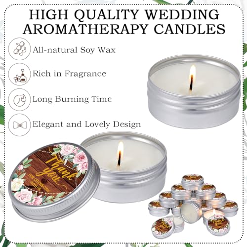 MTLEE 50 Pcs Vintage Wedding Candles Gift Favors for Guests 1 Oz Lavender Scented Soy Wax Aromatherapy Candle Bulk Favors for Bridal Shower Rustic Wedding Party Guests