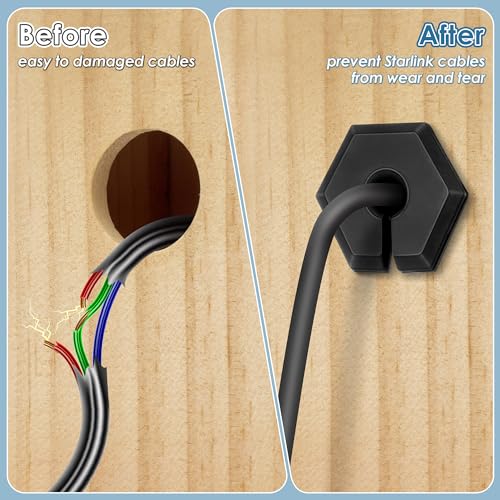 Saillong Kit de Enrutamiento de Cable 2 Piezas Compatible con Starlink Ethernet Cable Grommet de Goma para Agujero de Pared de 3/4 Pulgada Compatible con Adaptador de Router de Pared Starlink (Negro) miniatura 3