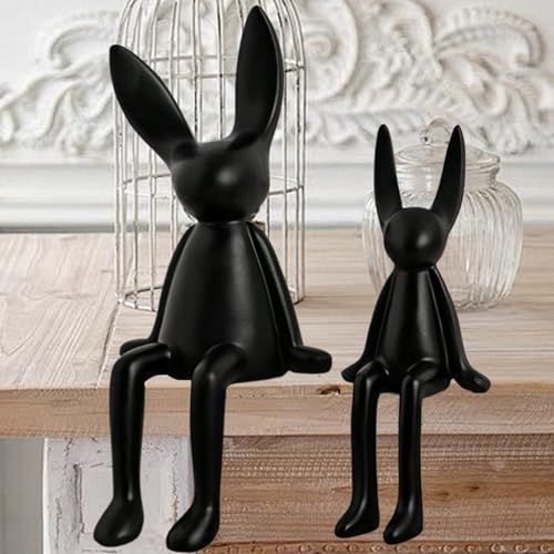 Decoración de Pascua para mesa: 2 figuras de conejo de cerámica Bexdug 4