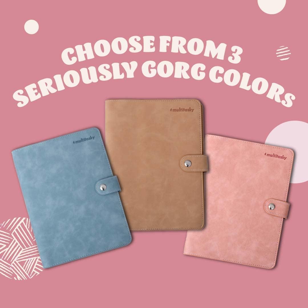 Multitasky Cute Faux Leather Journal Pocket Personal Organizer, Loose Leaf Notebook, A5 Notebook, Aesthetic Notebook, Daily Planner, Cute Journal for Women, Dot Grid Notebook, Organizer Notebook for Work : Office Products