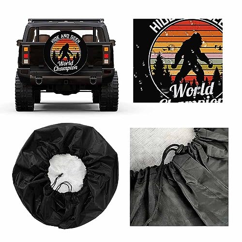 Image of Hide and Seek Spare Tire Cover World Champion Fashion Vintage Ape Adventure Hiking Weatherproof Universal Wheel Protectors Camper Tire Covers for Trailer Rv Travel(17 inch)