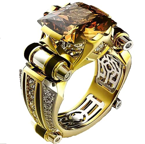 BMDHA Selbstverteidigung Ringe,Schlagring Galvanisierter Diamantring Diamantring, Aus Edelstahl Schmuck Im Retro-Stil Kreativer Dominanter Ring,Herren- Und Damenaccessoires