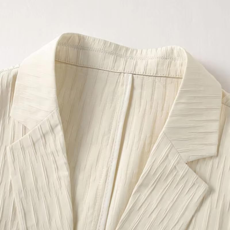 Men's Jacket Summer Breathable Lightweight Korean Suit Blazer for Men-Beige 7