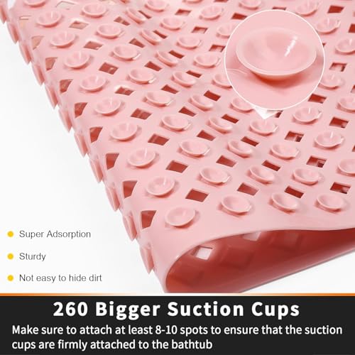 Image of Door mat Bathroom mats Anti Slip for Entrance Floor Foot Skid Bathtub Bath Shower Suction Cups (Pink 70x40cm)