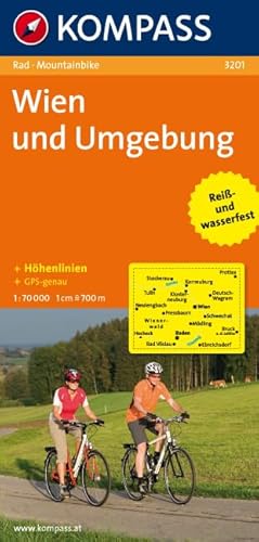Wien und Umgebung: Fahrrad- und Mountainbikekarte. GPS-genau. 1:70000.: Rad, Mountainbike. Höhenlinien. GPS-genau. Reiß- u. wasserfest (KOMPASS-Fahrradkarten International, Band 3201)