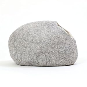 Cuccia Grotta XL per Gatti - Ideale Anche per Gatti Grandi - Robusta Esternamente e Morbida Internamente - Fatta a Mano (Grigio)
 - immagine 2