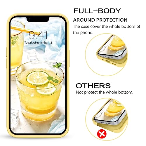BENTOBEN for iPhone 13 Mini Case, iPhone 13 Mini Phone Case, Slim Fit Liquid Silicone Soft Gel Rubber Anti-Scratch Shockproof Phone Cover with Microfiber Lining for iPhone 13 Mini 5.4", Yellow by BENTOBEN - Image 4