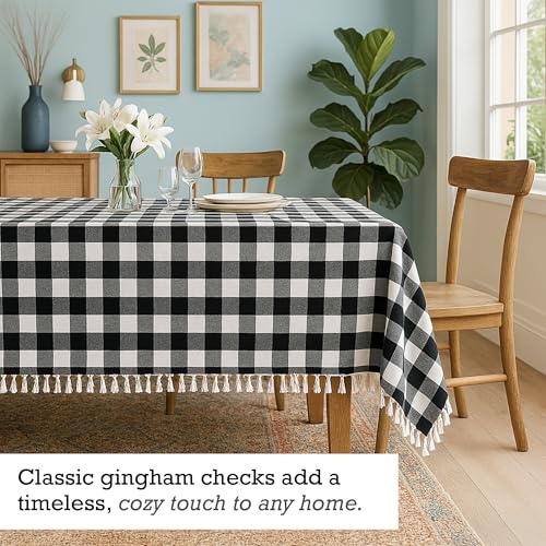 Nappe de table pour réception et repas de fête en coton géométrique noir - 7