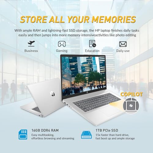 Image of HP 17.3 inch Touchscreen Laptop Computer, AMD Ryzen 5 6-Core, 16GB RAM 1TB SSD, Windows 11 Pro Business Laptop with 17 Inch HD+ Display, 10-Key Numeric Keyboard, Lightweight Professional Notebook PC