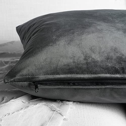 Image of HPD Half Price Drapes Cushion Cover 18 x 18 Heritage Plush Velvet - VPYC-198595-CC18PR - Pair, Pepper Grey