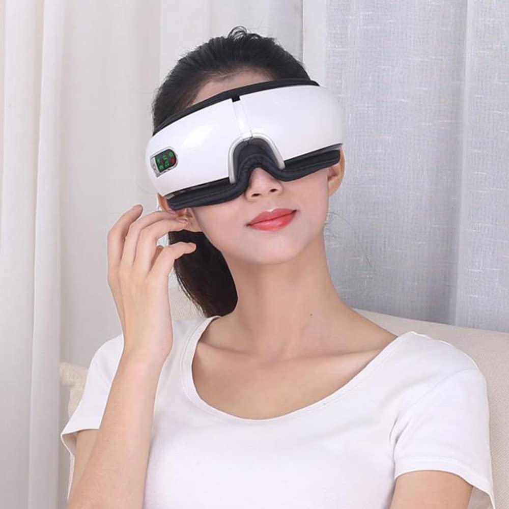 Masseur des Yeux Appareil de Massage Oculaire avec Fonction de Chauffage Musique Compression d'Air pour Migraine Anti Cernes et Rela