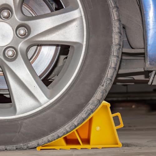 Unterlegkeile Auto 2 Stück Unterlegkeile Anhänger Unterlegkeile Wohnmobil Radkeile Kunststoff Radkeil Bremskeil für Pkw Radstopper Unterlegkeile für Autos Wheel Chocks Radvorleger Bremskeil Keile Kfz