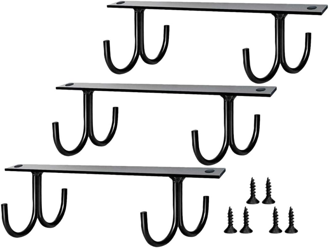 3pcs Under Cabinet Mug Hooks Metal Cup Holder Rack Kitchen Accessory Coffee Cup Draining Rack Black for Home Coffee Station Storage