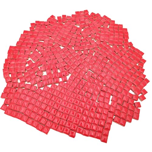 500PCS / 1.1LB Square Ceramic Mosaic Tiles, 0.4 x 0.4 inch Handmade Making Creative Micro Mosaic Tiles for DIY Art and Home Decorations (Red)