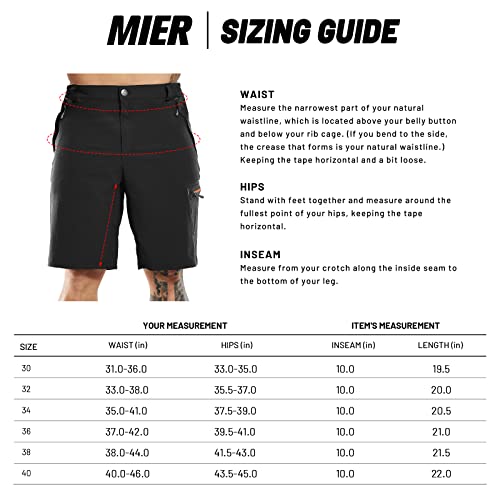Mier Men's Stretch Hiking Shorts Quick Dry Nylon Cargo Shorts With Zipper Pockets, Water Resistant, Black, 30 #TOP6