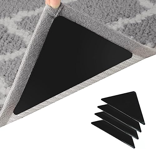 Goodern 16 Pcs Grippers for Rugs Double Sided Non Slip Rug Pads for Hardwood Floors and Tiles Reusable and Washable Rug Tape for Area Rugs Dual Sided Adhesive Rug Pad Gripper Keep Corners Flat