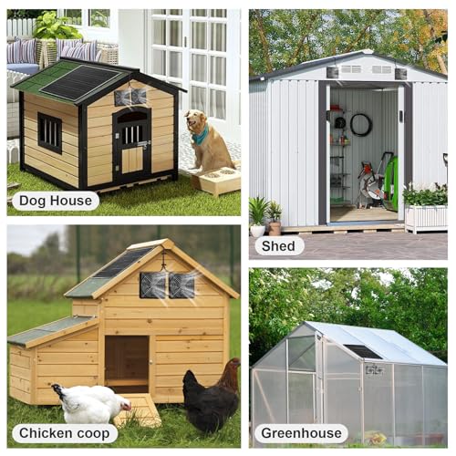 Solar Powered Fan Kit, Chicken Coop Fan,15W Solar Panel with 2 Fans, Intake or Exhaust Air Fan wtih 9.8 Ft Cable for Outside Backyard Chicken Coops, Greenhouses, Pet Houses, Greenhouse — view 6