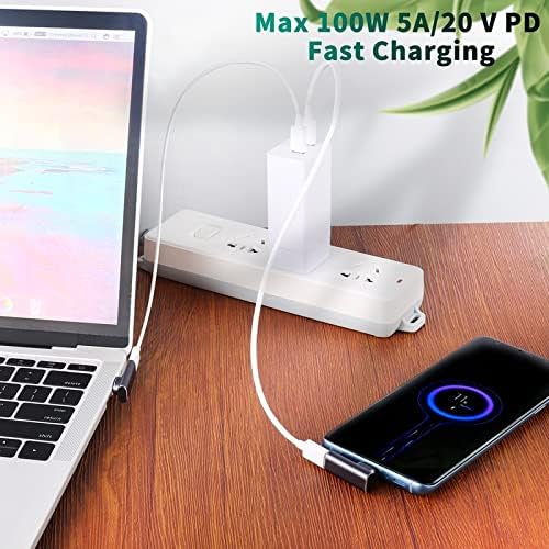 APEXSUN USB C Magnetic Adapter and USB C Connector, USB C Connector Right Angle Support USB PD 100W Quick Charge, Faster Data Transfer Compatible with USB C DevicesElbow, Silver Gray24-Pin