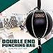 Pro Impact Genuine Leather Double End Boxing Punching Bag - Speed Striking & Dodge Training Ball - Includes Cords & Hooks for Gym Workout MMA Muay Thai (7 Inch)