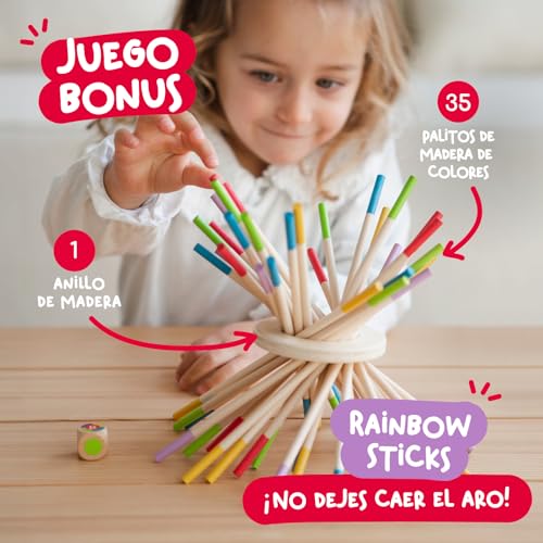 Miniatura 4 de Nene Toys Ballfall Grande, Juego Montessori Para Niños De 3 4 5 6 Años - Juego De Mesa Educativo Con Palitos, Dados Cartas - Juego Familiar Torre De Madera - Regalo Didáctico Niños Niñas 3-9 Años