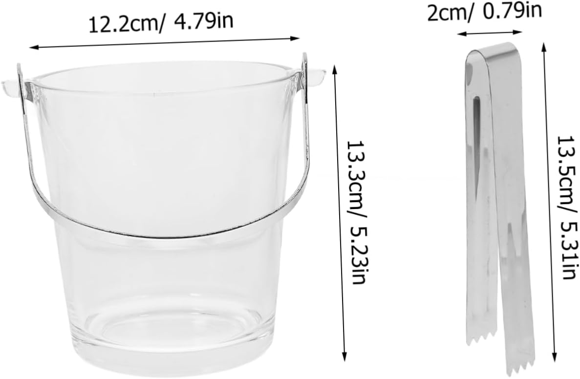 SHOWERORO Decorative Ice Bucket Storage Bar Supply Stainless Steel Tongs Elegant for Wine Beer