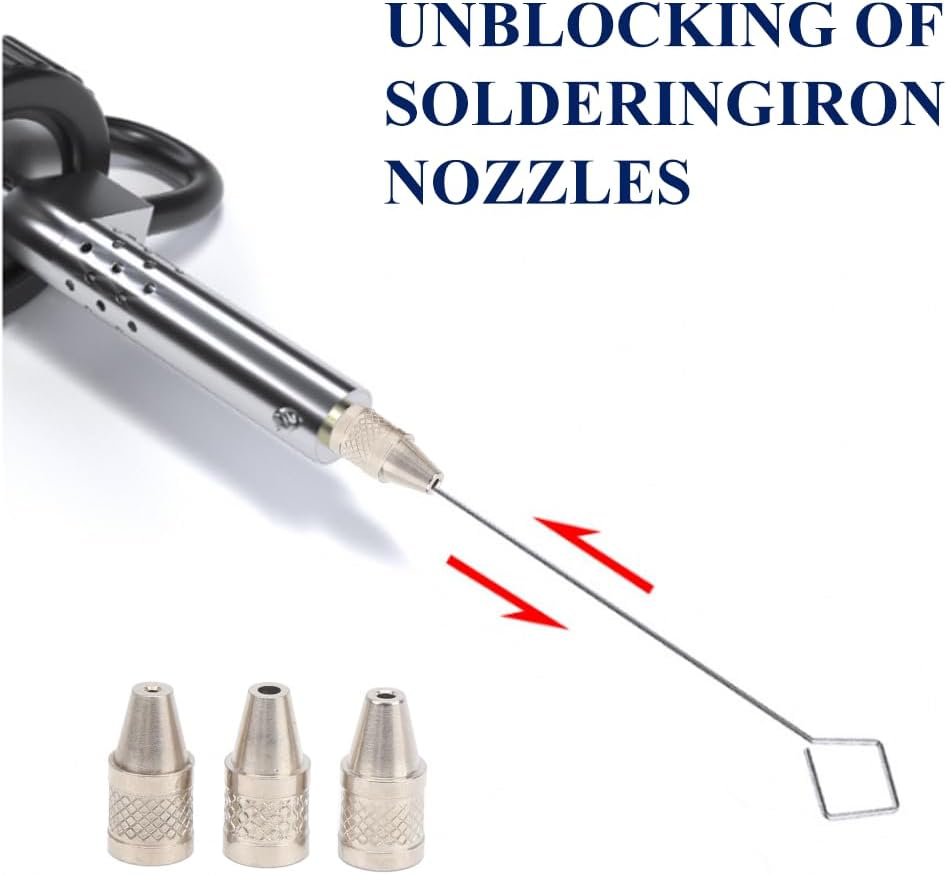 Electric Solder Sucker 30W Automatic Desoldering Pump with Vacuum Suction, 3 Nozzles (1.0mm, 1.5mm, 2.5mm) Tin Suction Device for Tin Removal Work (US Plug AC110V)