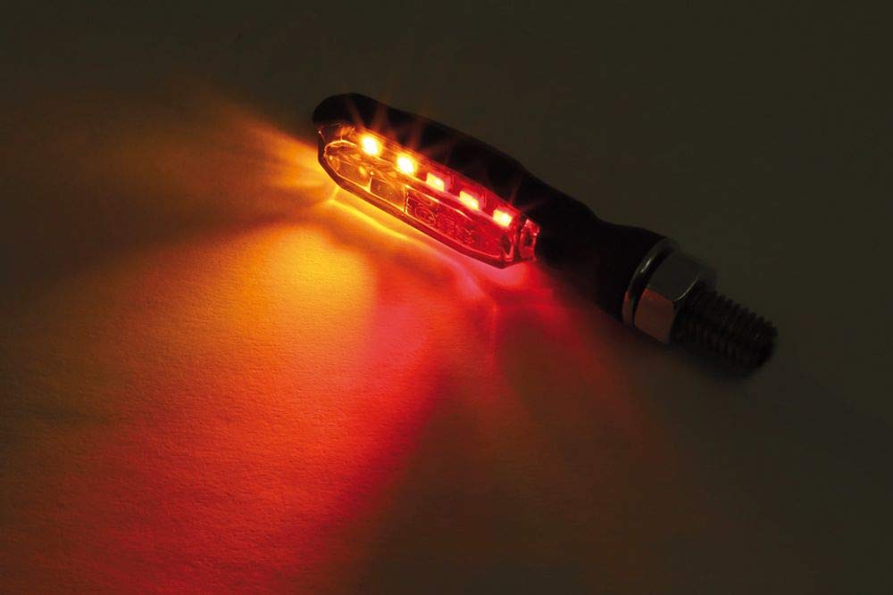 HIGHSIDER LED Rück-, Bremslicht, Blinker Einheit SONIC-X1, schwarz, getönt | Sehr kleine Einheit für hinten, 5 SMDs für Blinken, Fahrlicht und Bremslicht, Maße 44 × 13 × 15,5 mm, Bolzen M8 x 1.25 mm
