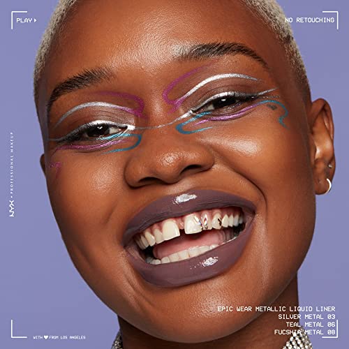 Nyx Professional Makeup Epic Wear Metallic Liquid Liner, Long-Lasting Waterproof Eyeliner - Silver Metal #TOP1