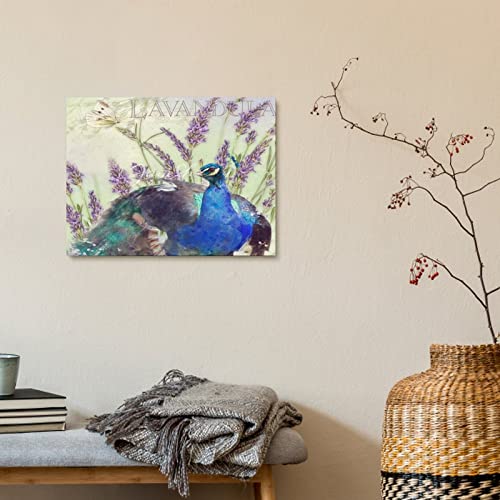 Impression sur toile paon et fleurs pour décoration murale de salon