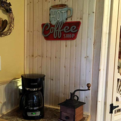 Open Road Brands Hot Coffee Shop Embossed Metal Sign - Vintage Diner Coffee Sign For Kitchen, Office Or Coffee Bar #TOP6