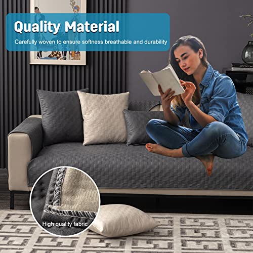 VanderHOME Waterproof Sofa Towel Solid Color Sofa Cover,Furniture Cover Protector,Four Season Non-Slip Sofa Cover for Dogs and Children 70 * 210cm-Grey-Backrest cover(1 PC ONLY) - Image 3