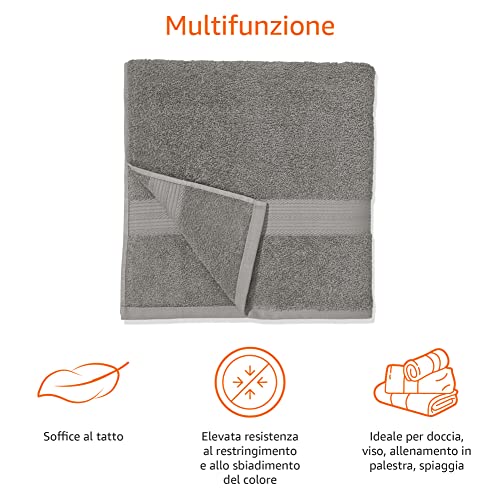 Amazon Basics Set di 2 Corpo eamp 4 Mani Asciugamano da bagno che non sbiadiscono confezione da 6 70 x 70 colore Grigio