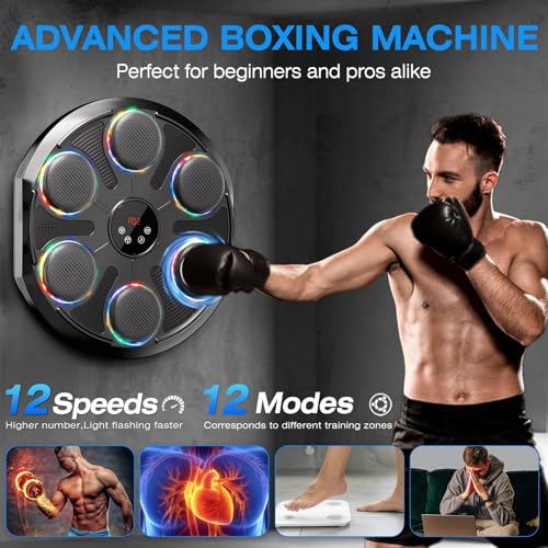image for WLSINJL Music Boxing Machine for Adults Kids, Bluetooth Punching Machi