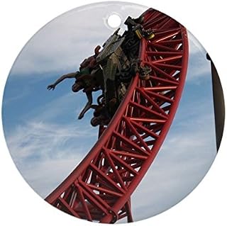 Cedar Point Maverick Roller Coaster Christmas Ornaments Porcelain Ceramic Round 3 Inches Ornament Christmas Tree Decorations