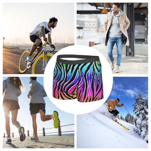 Colorful Rainbow Zebra Print Men'S Boxer Briefs With Elastic Comfort Fit Design For All-Day Wear4