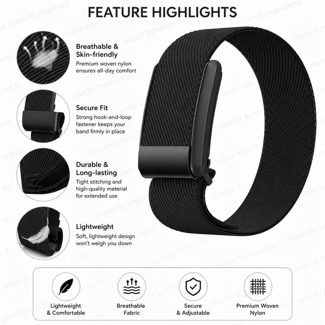 Angeer Nylon Braided Strap for Whoop 5.0, Black - Image 3