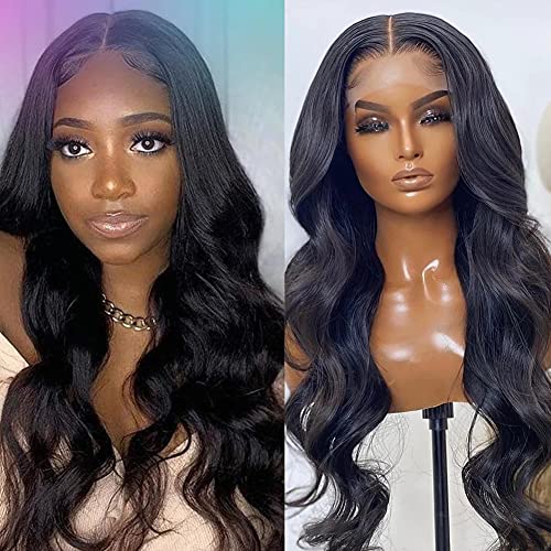 T Part Lace Front Wigs Human Hair Brazilian 4x1 Body Wave Lace Closure Human Hair Wigs for Black Women Pre Plucked with Baby Hair Natural Black (16 inch, T Part Lace Front Wigs Human Hair)