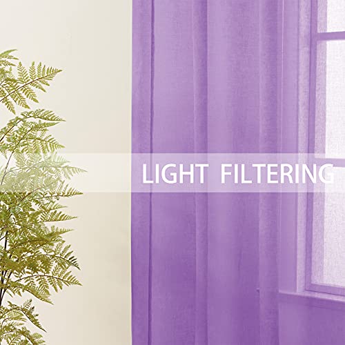 Upopo Lilac Sheer Tier Curtains 16 Inches Long Voile Kitchen Tiers Linen Textured Cafe Curtains Bathroom Girls Nursery Room Short Small Curtain Panels Door Window Curtains 2 Panels Rod Pocket #TOP4
