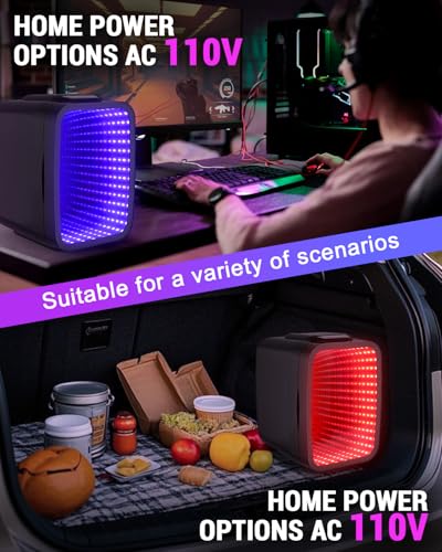 Image of FANSEXPERT Mini Fridge, 4 Liter /6 Cans Small Refrigerator With Dimmable LED Light,AC /DC Portable Mini Cooler and Warmer, Gaming Small Fridge for Bedroom,Office,Gaming Room and Car (Black)