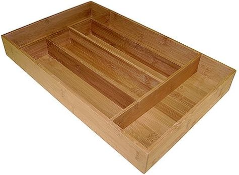 Mountain Woods - Organizador de cajones de cocina de madera dura con 6 compartimentos, con divisores, bandeja para utensilios y cubiertos, 2.5 x 9.5