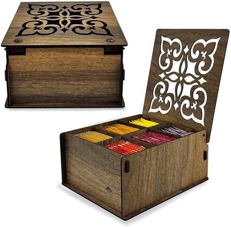 RoyalHouse Premium Wood Tea Storage Box Organizer, Tea Bag Holder...