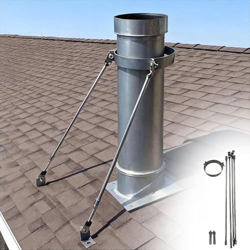 HEFJIAYCIQ Rohrhalterung Für Schornstein/Ofen/Abfluss, Edelstahl-Wand-/Dach-/Bodenhalterung, Mit Schrauben, Rohrbefestigungssatz,Silber,190mm
