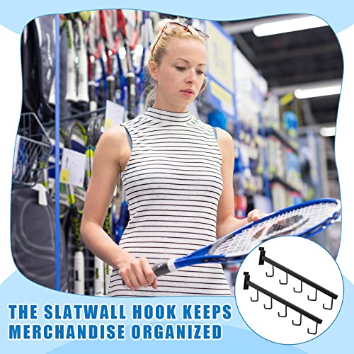 Chumia Slatwall Hangers Slatwall Clothes Hanger Slatwall Waterfall Faceout With 5 Hooks Rectangular Tube Display Slatwall Accessories Slat Wall Hooks Gridwall Hooks, Black (8 Pcs) #TOP4