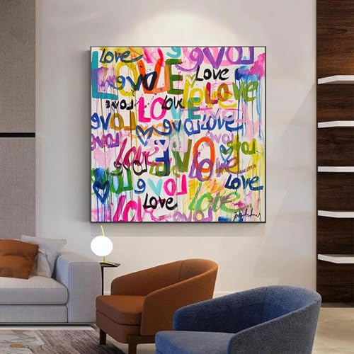 Art mural de style d'amour graffiti KEBIA, impression sur toile haut de gamme 40x40 cm