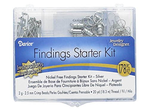 Darice 1972-08 Nickel Free Silver Finding Starter Kit in Clear Box