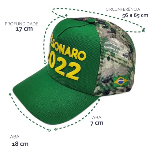 Kit 3 Bonés Country Bolsonaro 2022 Mito Presidente Verde Amarelo Camuflado Oficial