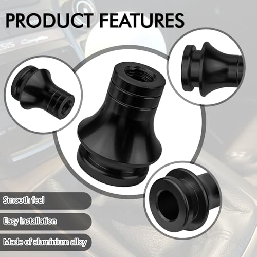 Hovom Car Shift Knob Boot Retainer, M12x1.25 Durable Aluminum Cars Gear Shift Knob Adapter, Waterproof Metal Manual Vehicle Gear Shifter Lever Adapter, Universal Car Accessories (Black)