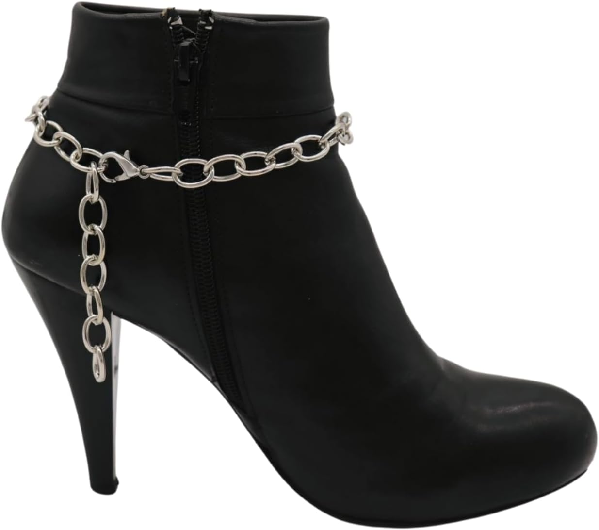 TrendyFashionJewelry Women’s 2PCS Pearl Boot Chain Bracelets – Silver Metal Shoe Anklet Set with Imitation Pearl Beads, Rhinestone Spacers, Western & Dress Boots BC62